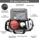 Torba sportowa podróżna plecak 2w1 47L TOLACCEA 60x30x26cm szary