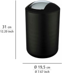 WENKO kosz pojemnik Brasil z uchylną pokrywką czarny L 6,5 litra