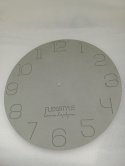 Duży drewniany zegar ścienny szary FLEXISTYLE ECO 50cm bez tykania płynący