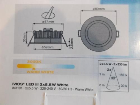 Lampa LED do zabudowy OSRAM IVIOS 300lm 3000K Lampa LED do zabudowy OSRAM IVIOS 300lm 3000K