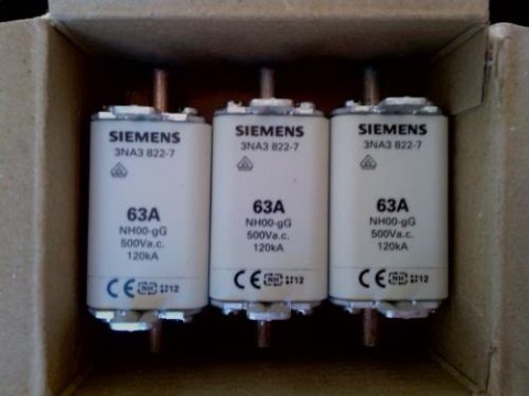 SIEMENS Bezpieczniki do szaf rozdzielczych 00,63 A SIEMENS Bezpieczniki do szaf rozdzielczych 00,63 A
