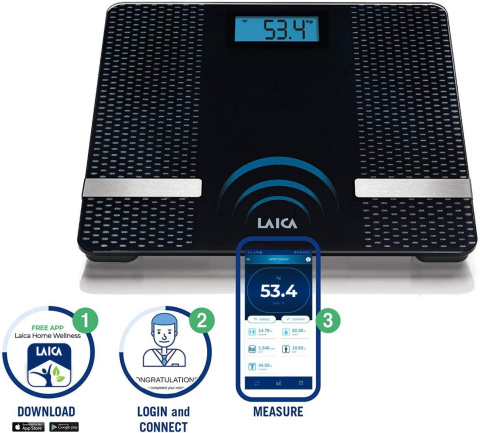 Waga łazienkowa LAICA PS7002 analizator Smart 180kg Waga łazienkowa LAICA PS7002 analizator Smart 180kg