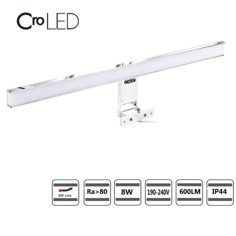 LAMPA ŁAZIENKOWA CroLED 8W SREBRNA KINKIET LAMPA ŁAZIENKOWA CroLED 8W SREBRNA KINKIET