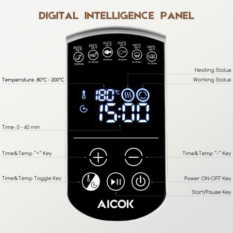 Frytownica beztłuszczowa AICOK AF-02B 3,2L 1300L Frytownica beztłuszczowa AICOK AF-02B 3,2L 1300L