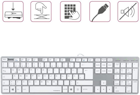 Klawiatura przewodowa HAMA ROSSANO 00050453 QWERTZ Klawiatura przewodowa HAMA ROSSANO 00050453 QWERTZ