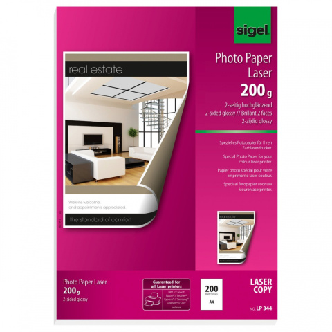 Papier fotograficzny DIN A4, 200 g/m2 Sigel LP344 Papier fotograficzny DIN A4, 200 g/m2 Sigel LP344