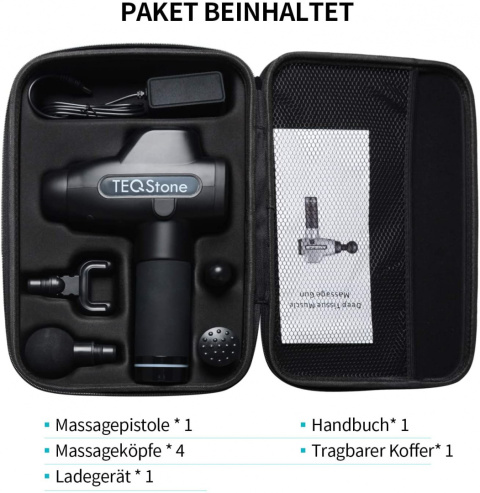 Pistolet do masażu masażer TEQStone 4 głowice Pistolet do masażu masażer TEQStone 4 głowice