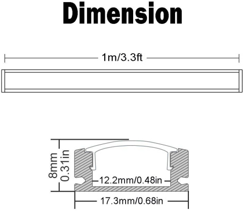 Profil aluminiowy StarlandLed do LED klosz 10x1m Profil aluminiowy StarlandLed do LED klosz 10x1m