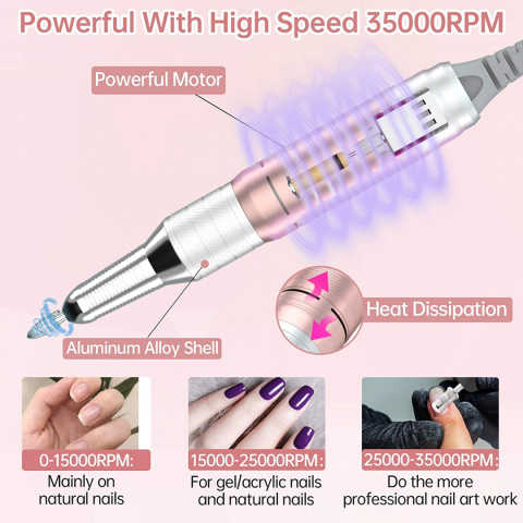 Frezarka do paznokci Delanie LED 35000rpm Frezarka do paznokci Delanie LED 35000rpm