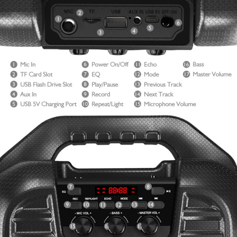 Przenośny głośnik karaoke EARISE T26 Bluetooth Przenośny głośnik karaoke EARISE T26 Bluetooth