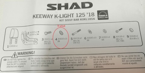 Oparcie siedzenia SHAD K0KL18SN do Keeway K-Light Oparcie siedzenia SHAD K0KL18SN do Keeway K-Light