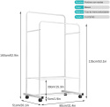 Wieszak na płaszcze z kółkami, wolnostojący dwubiegunowy wielofunkcyjny biały