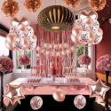 ZESTAW BALONY BANER URODZINY ROSE GOLD XXL