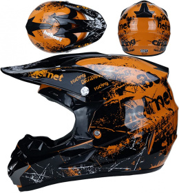 KASK MOTOCYKLOWY ENDURO CROSS + RĘKAWICE