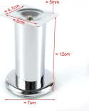 NÓŻKA STOPKA MEBLOWA REGULOWANA CHROM WYSOKOŚĆ 120MM NÓŻKA STOPKA MEBLOWA REGULOWANA CHROM WYSOKOŚĆ 120MM