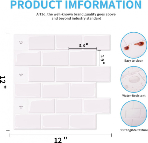 PŁYTKI SAMOPRZYLEPNE PANEL BIAŁY 10szt 30x30cm PŁYTKI SAMOPRZYLEPNE PANEL BIAŁY 10szt 30x30cm