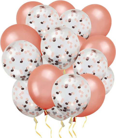 BALONY urodzinowe z KONFETTI GOLD ROSE 60szt BALONY urodzinowe z KONFETTI GOLD ROSE 60szt