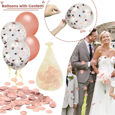 BALONY urodzinowe z KONFETTI GOLD ROSE 60szt BALONY urodzinowe z KONFETTI GOLD ROSE 60szt