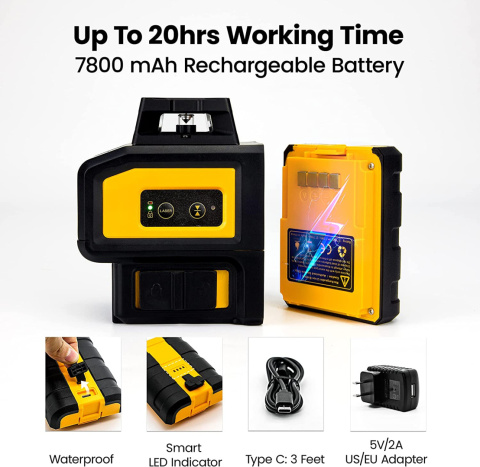 Poziomica Laserowa 360 ° Laser Krzyżowy do 60m Poziomica Laserowa 360 ° Laser Krzyżowy do 60m