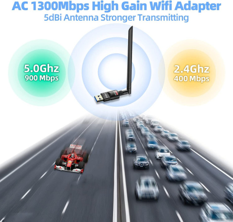 KARTA SIECIOWA WI-FI ADAPTER USB 3.0 1300Mbps KARTA SIECIOWA WI-FI ADAPTER USB 3.0 1300Mbps