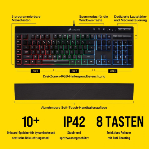 Klawiatura mechaniczna Corsair K55 Gaming RGB Klawiatura mechaniczna Corsair K55 Gaming RGB