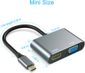 HUB USB-C ADAPTER PRZEJŚCIÓWKA 4K HDMI VGA MacBook