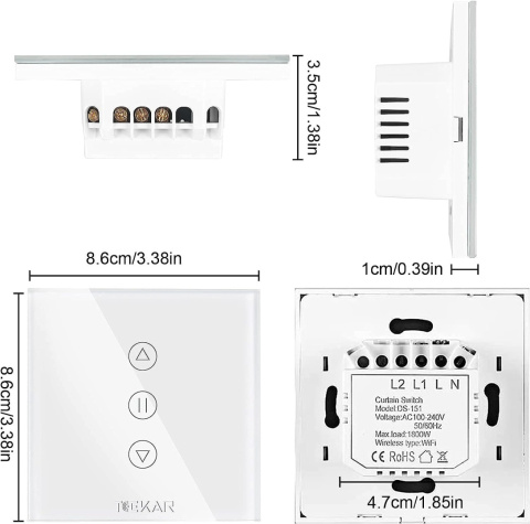 WŁĄCZNIK DOTYKOWY ROLETOWY DO ROLET WIFI 2,4 GHz WŁĄCZNIK DOTYKOWY ROLETOWY DO ROLET WIFI 2,4 GHz