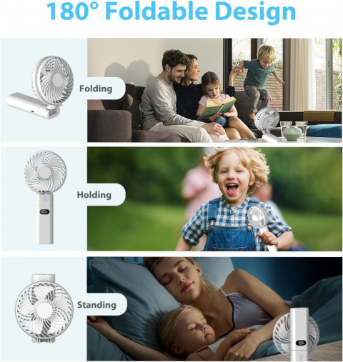 Przenośny mini wentylator stołowy z funkcją powerbanku biały Przenośny mini wentylator stołowy z funkcją powerbanku biały