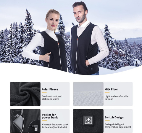 Ogrzewana Kamizelka Termiczna Grzewcza Unisex XXL Ogrzewana Kamizelka Termiczna Grzewcza Unisex XXL