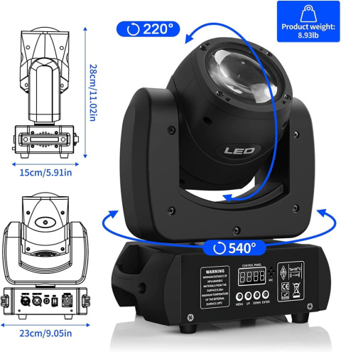 Ruchoma głowica LED 100 W DMX512 240V 18 pryzmatów Ruchoma głowica LED 100 W DMX512 240V 18 pryzmatów