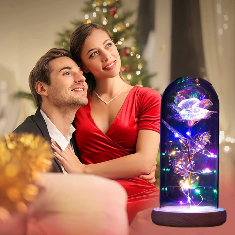 WIECZNA RÓŻA W SZKLE POD KOPUŁĄ ŚWIECĄCA LED WIECZNA RÓŻA W SZKLE POD KOPUŁĄ ŚWIECĄCA LED