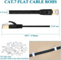 KABEL SIECIOWY PŁASKI LAN ETHERNET CAT7 15M CZARNY