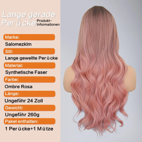 Peruka długie falowane włosy ombre różowe Damska Fale Syntetyczne 65cm Peruka długie falowane włosy ombre różowe Damska Fale Syntetyczne 65cm