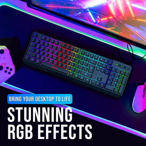 Przewodowa klawiatura membranowa KLIM Chroma RGB QWERTY czarna US Przewodowa klawiatura membranowa KLIM Chroma RGB QWERTY czarna US