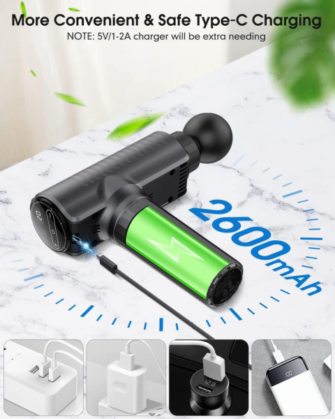 MOCNY PISTOLET DO MASAŻU MASAŻER CIAŁA MASSAGE WIBRACYJNY 6 GŁOWIC MOCNY PISTOLET DO MASAŻU MASAŻER CIAŁA MASSAGE WIBRACYJNY 6 GŁOWIC