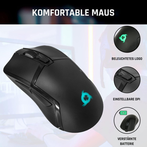 Bezprzewodowa membranowa klawiatura mysz zestaw KLIM Tandem RGB QWERTZ Bezprzewodowa membranowa klawiatura mysz zestaw KLIM Tandem RGB QWERTZ