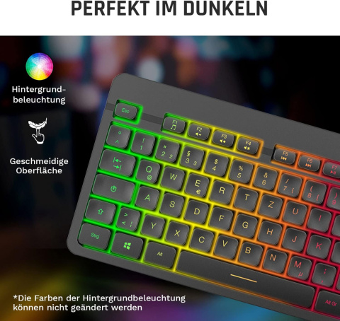 Bezprzewodowa membranowa klawiatura mysz zestaw KLIM Tandem RGB QWERTZ Bezprzewodowa membranowa klawiatura mysz zestaw KLIM Tandem RGB QWERTZ