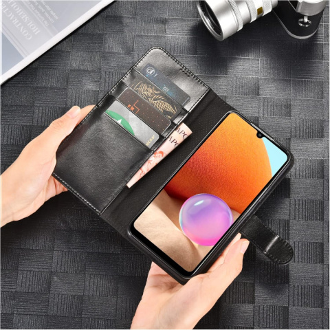 Skórzane Etui z klapką i portfelem do Samsung Galaxy A33 5G 6.4" czarny Skórzane Etui z klapką i portfelem do Samsung Galaxy A33 5G 6.4" czarny