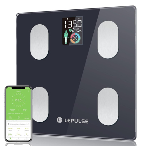 Waga łazienkowa LEPULSE CS20M DO 180KG szklana aplikacja 13w1 Waga łazienkowa LEPULSE CS20M DO 180KG szklana aplikacja 13w1