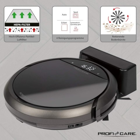 Robot sprzątający WiFi Profi-Care PC-BSR 3043 aplikacja język polski czarny Robot sprzątający WiFi Profi-Care PC-BSR 3043 aplikacja język polski czarny