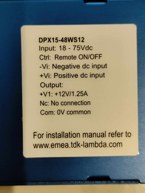 Zasilacz TDK-Lambda DPX15-48WS12 12 V 1250 mA Zasilacz TDK-Lambda DPX15-48WS12 12 V 1250 mA