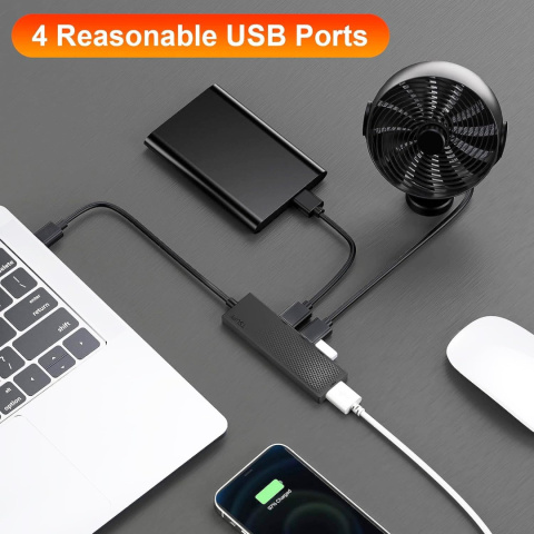 Hub USB 4w1 TSUPY Adapter USB 3.0 kolor czarny Hub USB 4w1 TSUPY Adapter USB 3.0 kolor czarny