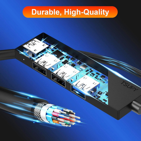 Hub USB 4w1 TSUPY Adapter USB 3.0 kolor czarny Hub USB 4w1 TSUPY Adapter USB 3.0 kolor czarny