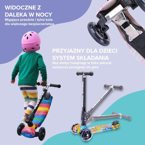 Hulajnoga dla dzieci trójkołowa balansowa składana koła led kolorowa Hulajnoga dla dzieci trójkołowa balansowa składana koła led kolorowa
