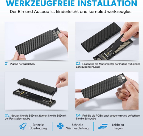 OBUDOWA ADAPTER DYSKU SSD kartridż Airusam M.2 NVME USB-C 3.1 OBUDOWA ADAPTER DYSKU SSD kartridż Airusam M.2 NVME USB-C 3.1