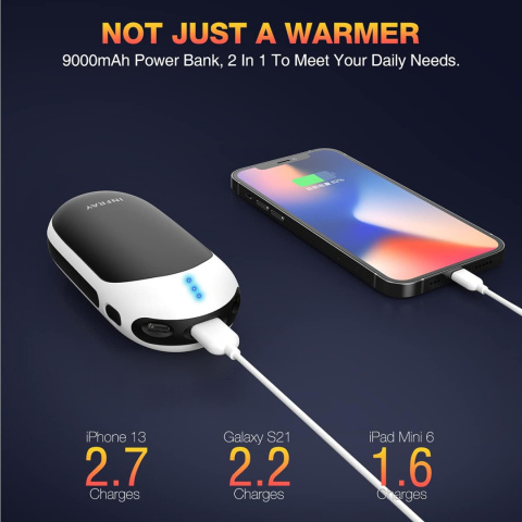 OGRZEWACZ DO RĄK DŁONI USB POWERBANK 9000 mAh 3 TRYBY LEKKI KOMPAKTOWY OGRZEWACZ DO RĄK DŁONI USB POWERBANK 9000 mAh 3 TRYBY LEKKI KOMPAKTOWY