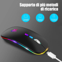 Bezprzewodowa mysz KBCASE optyczna RGB 2.4G bluetooth czarna DPI 1600