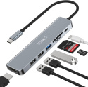 Hub Rozdzielacz 7w1 USB-C HDMI 4K USB 3.0 USB 2.0 SD/TF JESWO NC701 Hub Rozdzielacz 7w1 USB-C HDMI 4K USB 3.0 USB 2.0 SD/TF JESWO NC701