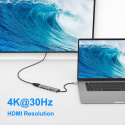 Hub Rozdzielacz 7w1 USB-C HDMI 4K USB 3.0 USB 2.0 SD/TF JESWO NC701