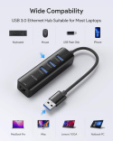 Koncentrator USB 3.0 ADAPTER HUB 4w1 LAN 1000 Mpbs KARTA SIECIOWA RJ45